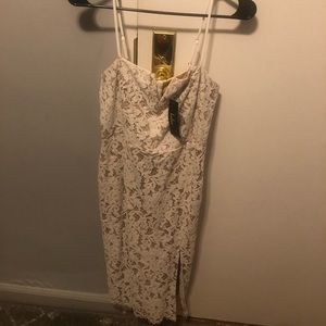 Lulus Allure White Crochet Lace Bodycon Midi Dress, never worn, tags on
